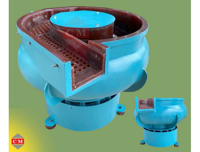 เครื่องขัดผิวโลหะแบบเขย่า (มีสะพานแยกชิ้นงาน) (Vibratory finishing machine with Separator) 