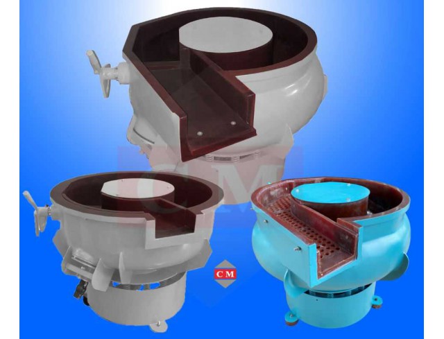 เครื่องขัดผิวโลหะแบบเขย่า (มีสะพานแยกชิ้นงาน) (Vibratory finishing machine with Separator) 
