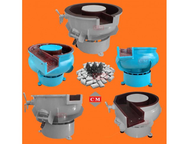 เครื่องขัดผิวโลหะแบบเขย่า (มีสะพานแยกชิ้นงาน) (Vibratory finishing machine with Separator) 