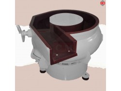 เครื่องขัดผิวโลหะแบบเขย่า (มีสะพานแยกชิ้นงาน)แบบโอ่ง (Vibratory finishing machine with Separator) 