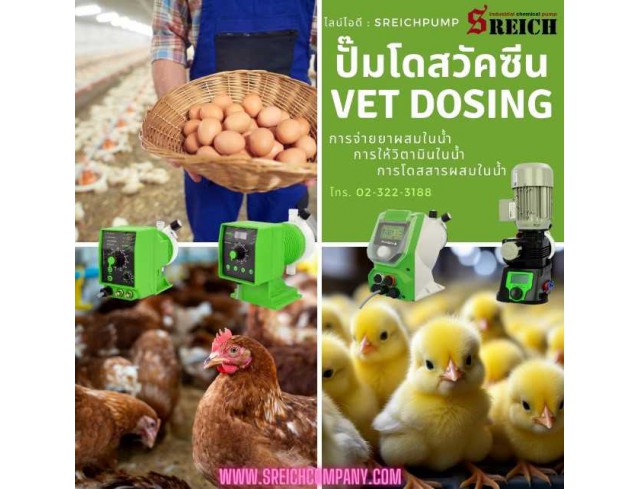 การปรับสภาพน้ำในฟาร์ม จ่ายสารละลาย เติมคลอรีน เติมวิตามิน ด้วยปั๊มยุโรป
